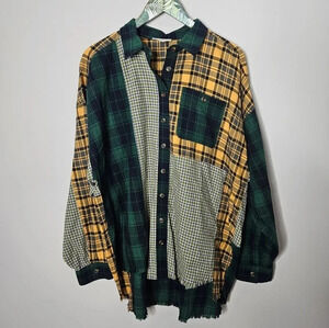 New! Easel Mix N Match Plaid Print Button Down Shirt S